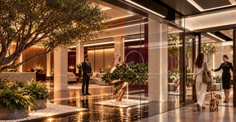 Conceptual rendering of lobby entrance to VIP Terminal.