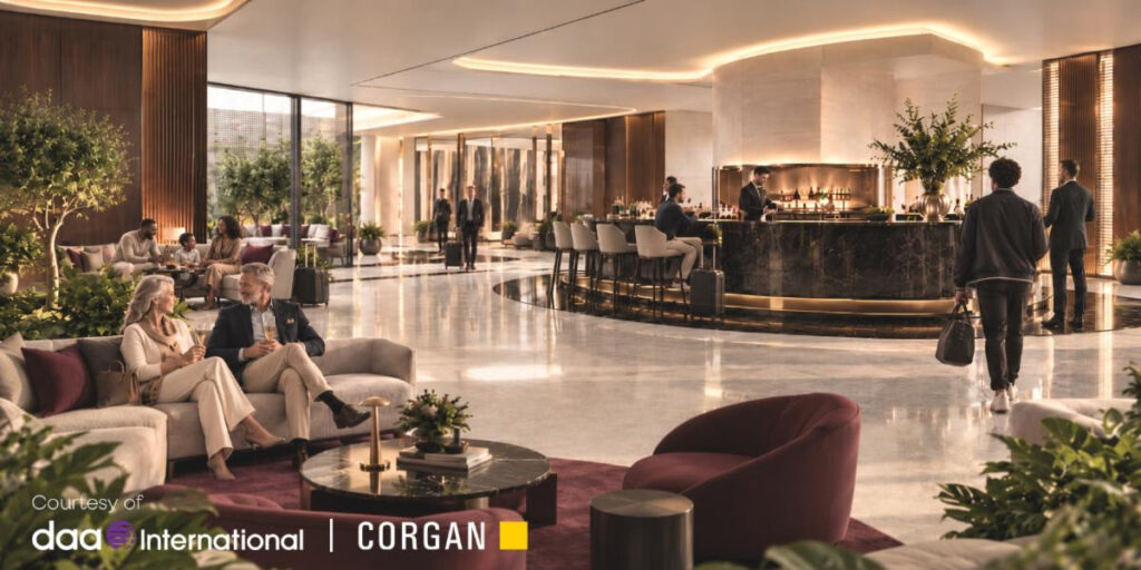 Conceptual rendering of lounge bar inside VIP Terminal. 