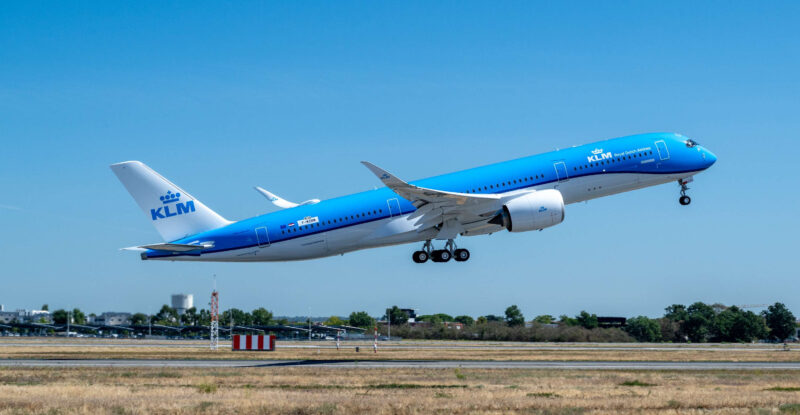 KLM Royal Dutch Airlines' first Airbus A350-900 in flight