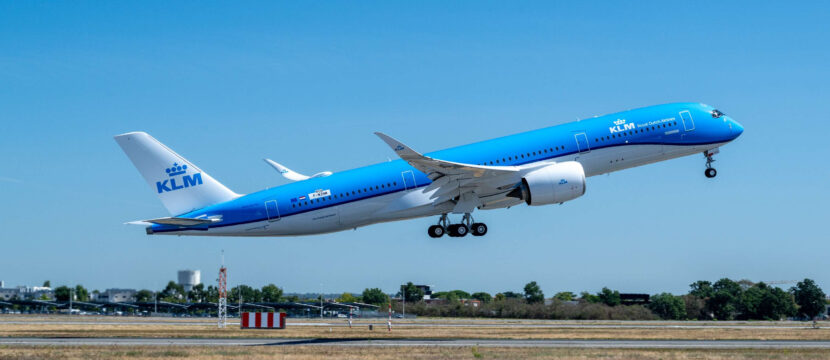 KLM Royal Dutch Airlines' first Airbus A350-900 in flight