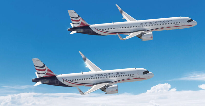 Airbus A320neo aircraft flying in a special Aviation Capital Group livery